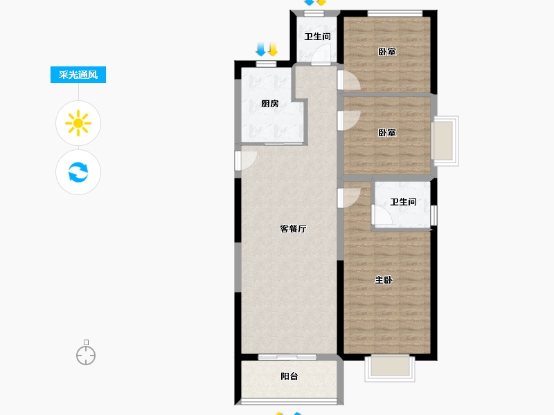 河南省-郑州市-融侨悦城-95.20-户型库-采光通风