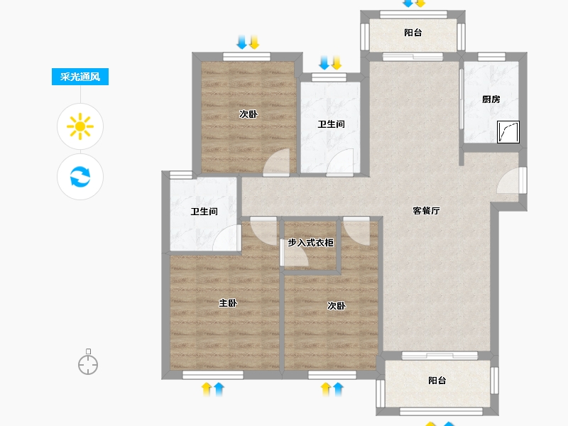 湖北省-武汉市-海林康桥官邸-87.31-户型库-采光通风