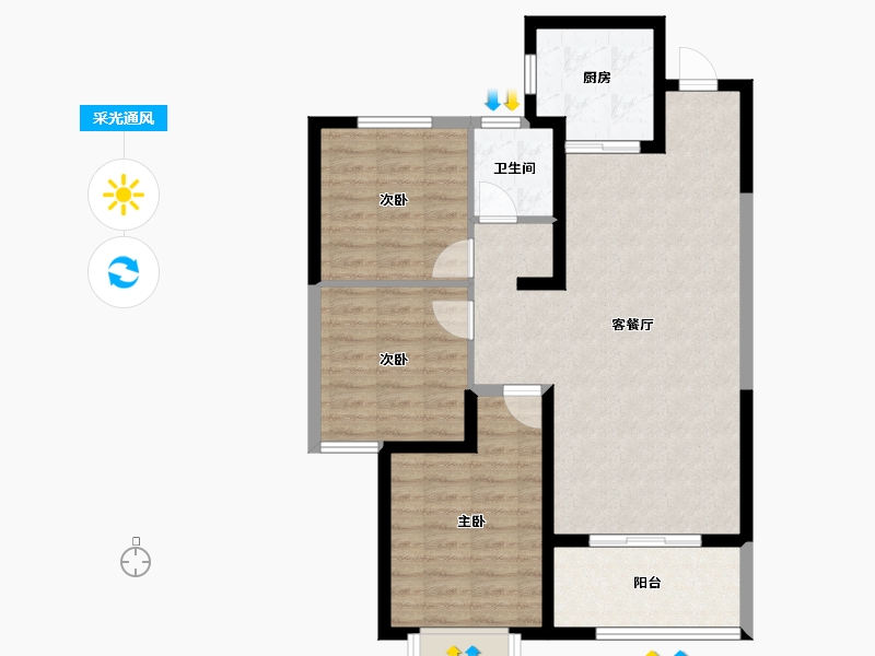 陕西省-西安市-领航悦宸-84.67-户型库-采光通风