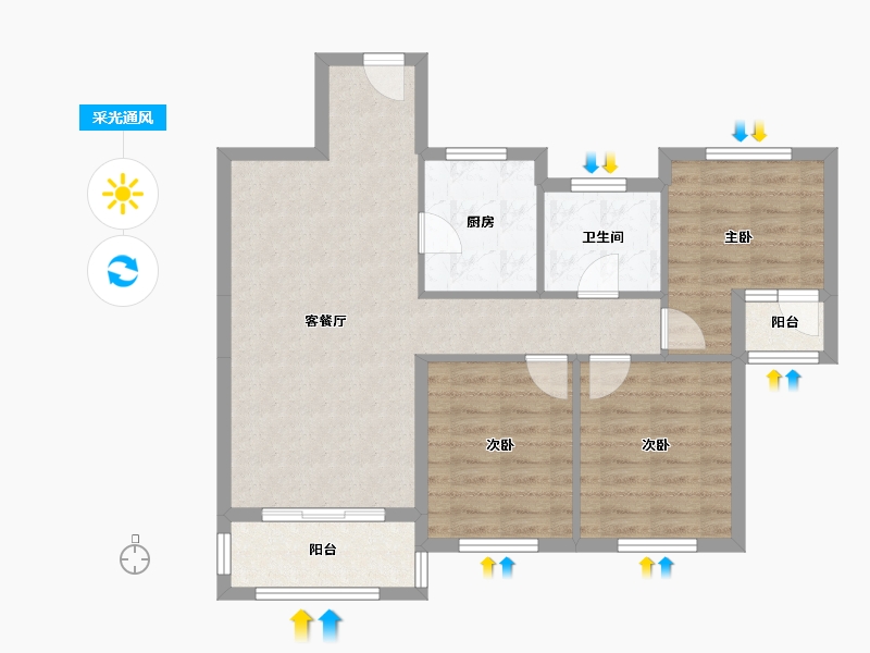 湖北省-武汉市-海林康桥官邸-77.69-户型库-采光通风