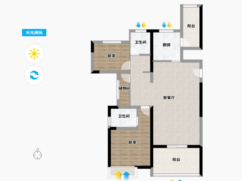 陕西省-西安市-大兴九臻-91.05-户型库-采光通风