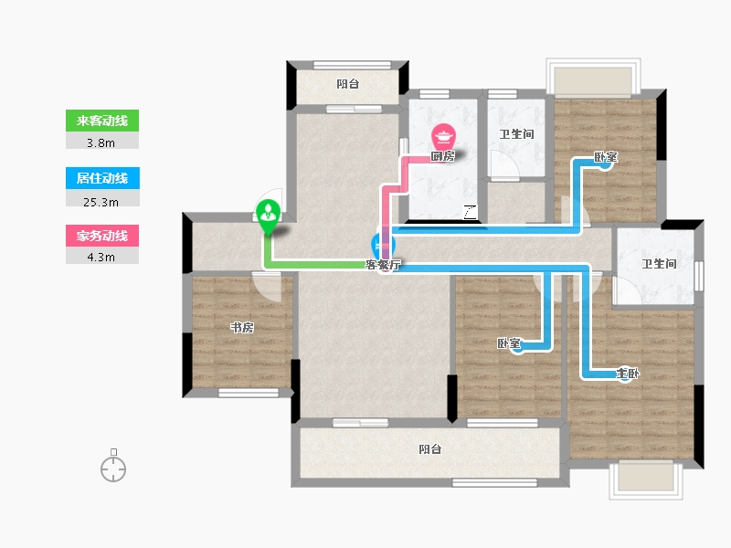 湖北省-武汉市-宝业星毓府-110.08-户型库-动静线