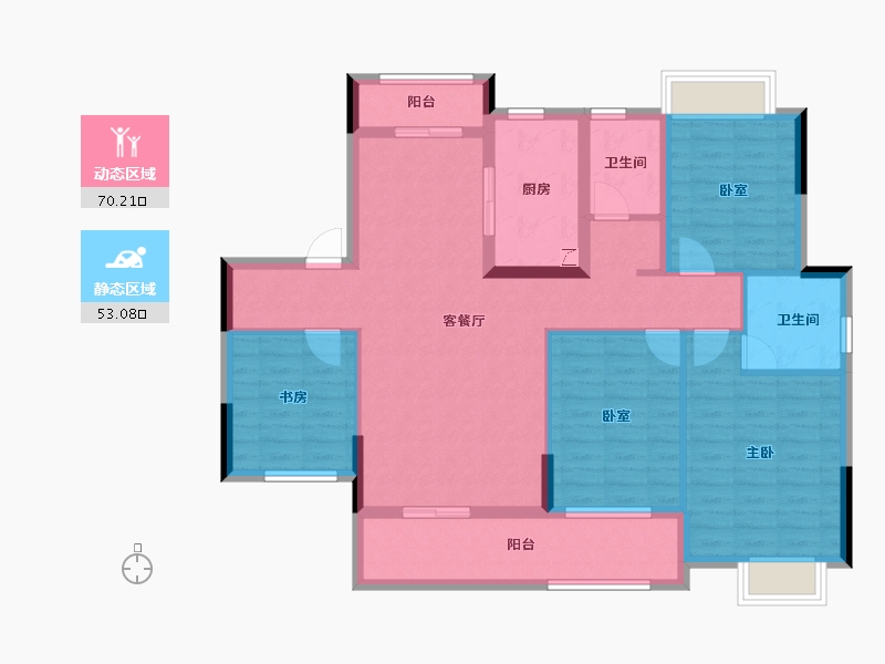 湖北省-武汉市-宝业星毓府-110.08-户型库-动静分区