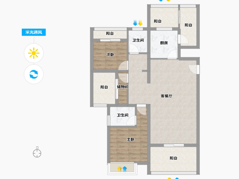 陕西省-西安市-大兴九臻-91.06-户型库-采光通风