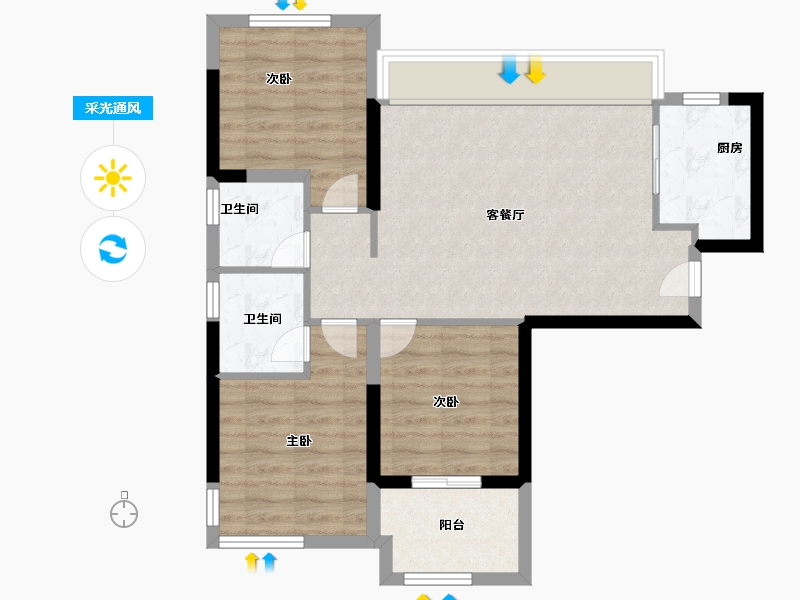 福建省-漳州市-角美保利时光印象-71.20-户型库-采光通风