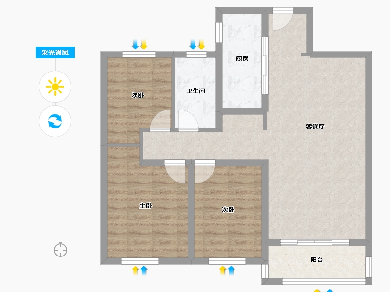 湖北省-武汉市-海林康桥官邸-80.01-户型库-采光通风