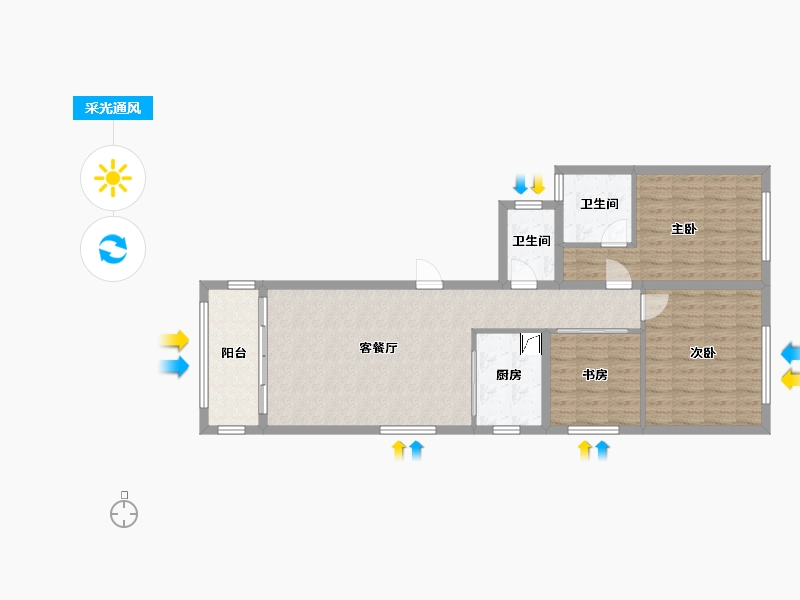 湖北省-武汉市-海林康桥官邸-86.40-户型库-采光通风