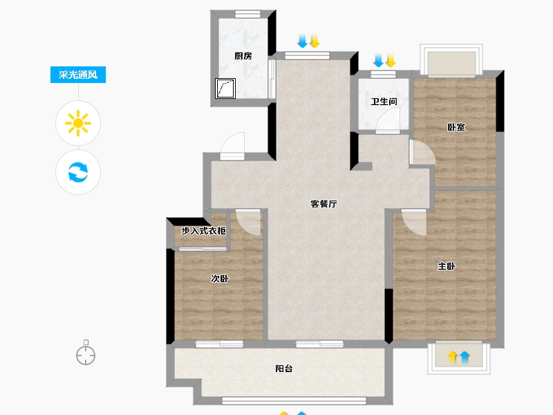 安徽省-亳州市-幸福里洋房-85.00-户型库-采光通风