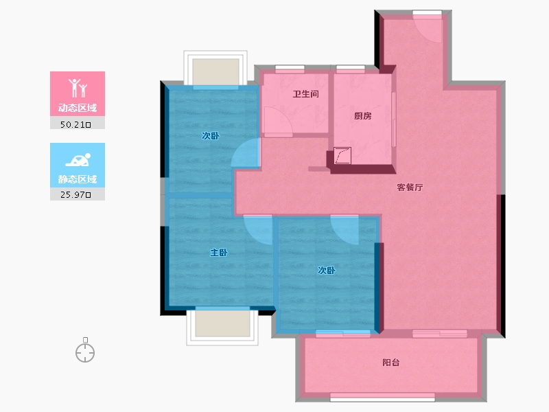 湖北省-武汉市-中奥星耀天悦-68.00-户型库-动静分区