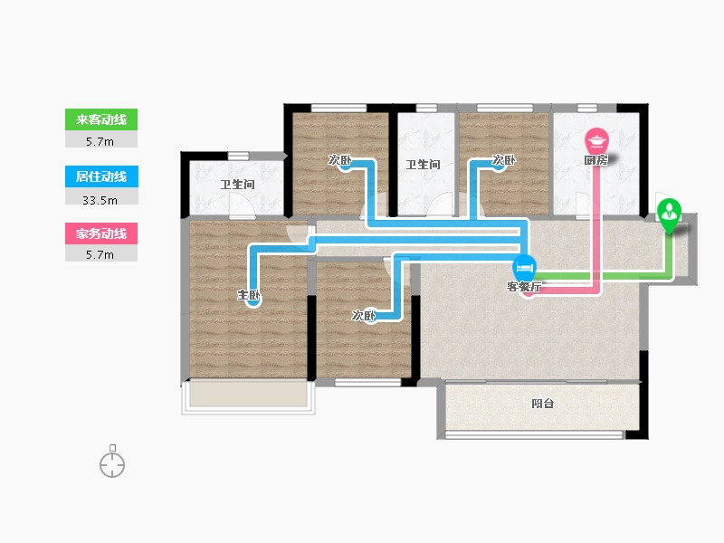 陕西省-西安市-绿地国港新里城-106.96-户型库-动静线