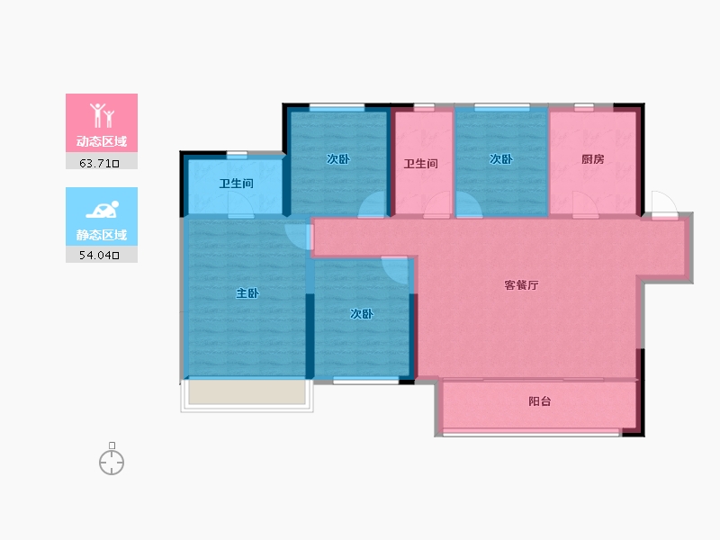 陕西省-西安市-绿地国港新里城-106.96-户型库-动静分区