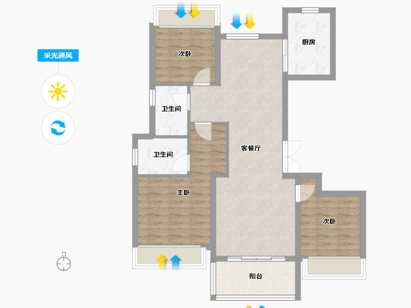 陕西省-西安市-万联锦绣翡翠湾-82.75-户型库-采光通风