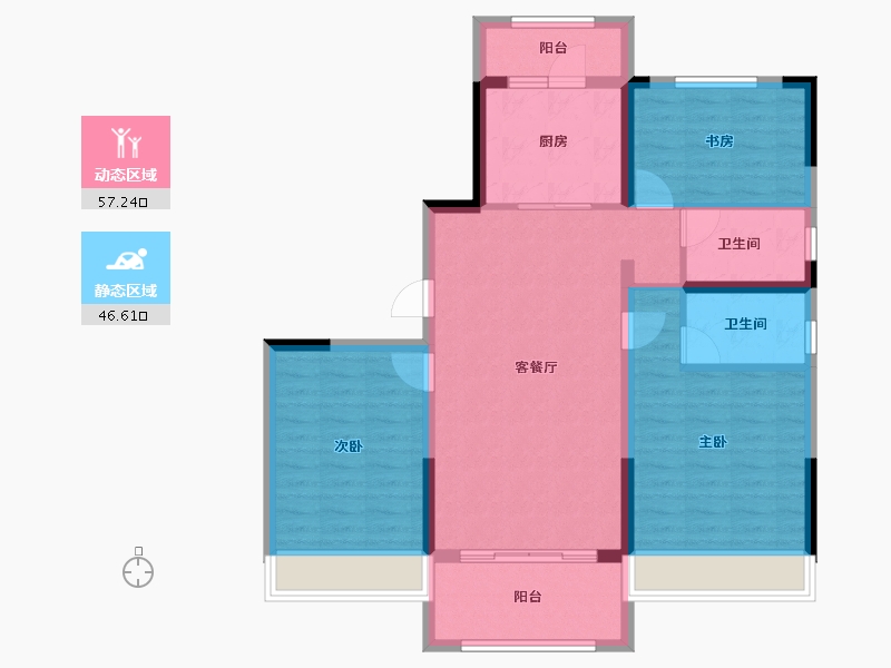 陕西省-西安市-西安碧桂园阅江府-93.06-户型库-动静分区