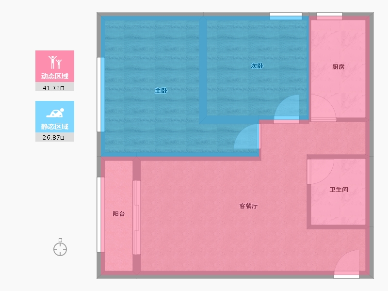 陕西省-西安市-当代宏府MOMA-60.59-户型库-动静分区