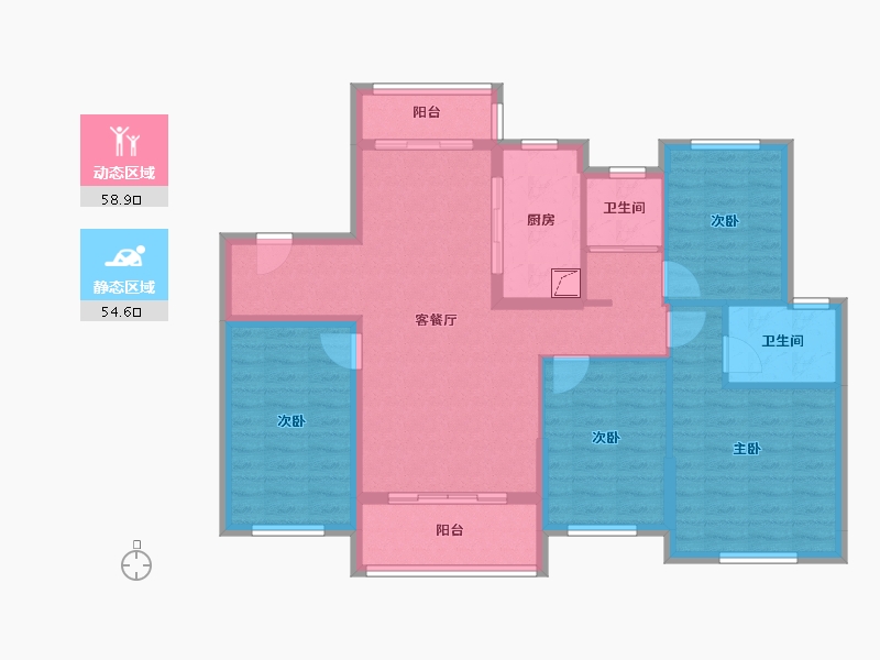 湖北省-武汉市-海林康桥官邸-101.57-户型库-动静分区