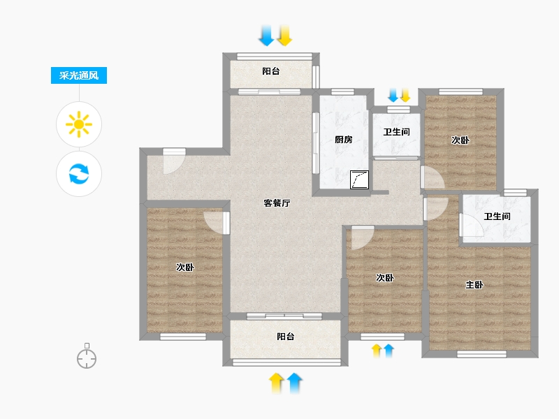 湖北省-武汉市-海林康桥官邸-101.57-户型库-采光通风