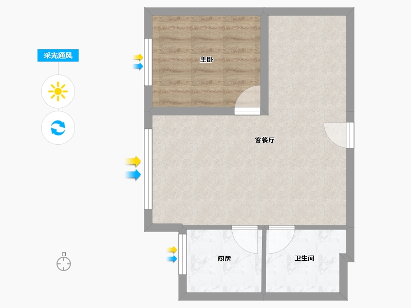 陕西省-西安市-当代宏府MOMA-45.31-户型库-采光通风