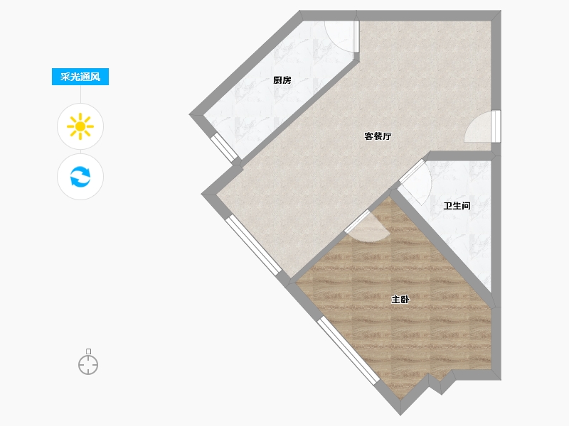 陕西省-西安市-当代宏府MOMA-46.66-户型库-采光通风