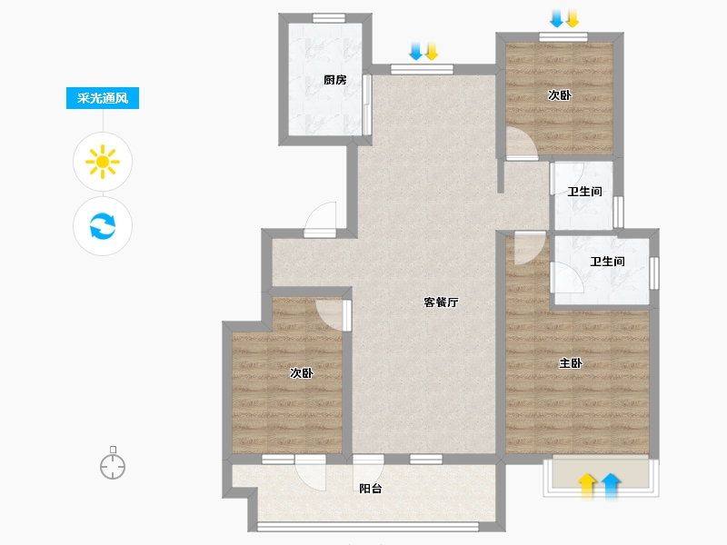 山东省-潍坊市-中梁龙玺台-96.00-户型库-采光通风