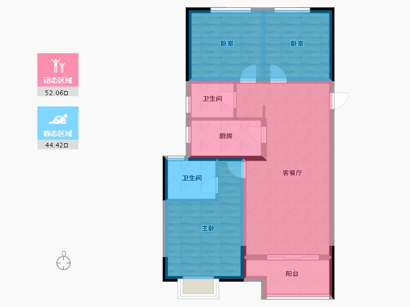 河南省-郑州市-绿都澜湾椿园-86.40-户型库-动静分区