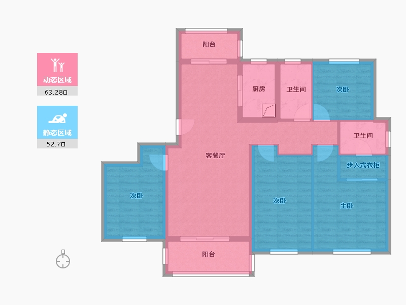 湖北省-武汉市-海林康桥官邸-103.43-户型库-动静分区