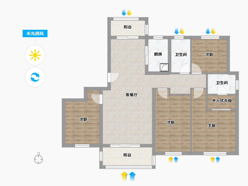 湖北省-武汉市-海林康桥官邸-103.43-户型库-采光通风