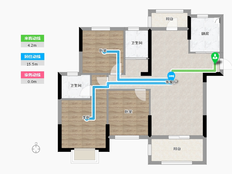 湖南省-长沙市-宇业东方红郡-83.85-户型库-动静线