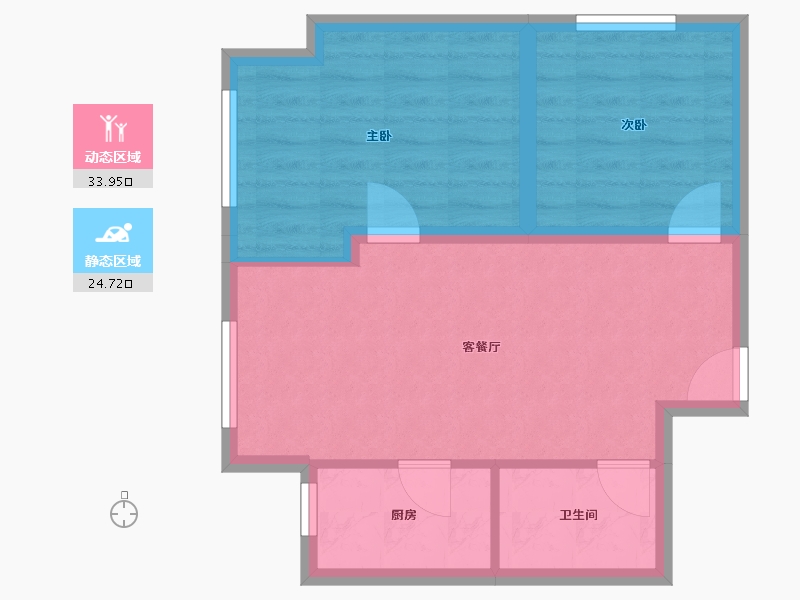 陕西省-西安市-当代宏府MOMA-52.47-户型库-动静分区