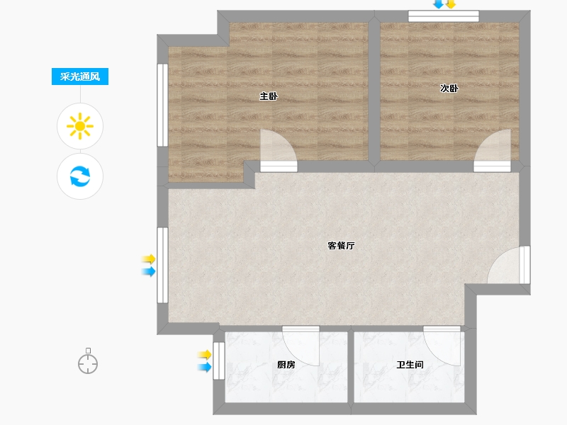 陕西省-西安市-当代宏府MOMA-52.47-户型库-采光通风