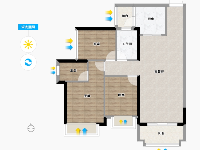 广东省-佛山市-华福珑熹水岸-78.07-户型库-采光通风