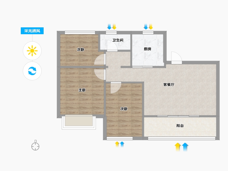 江苏省-苏州市-阳光城丽景湾-78.00-户型库-采光通风