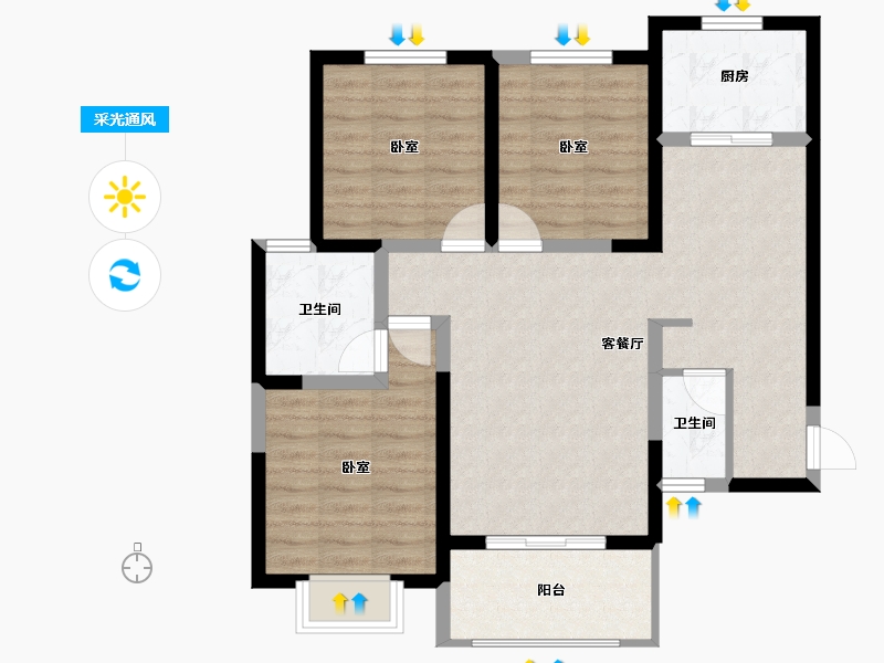 陕西省-西安市-元熙樾府-84.27-户型库-采光通风