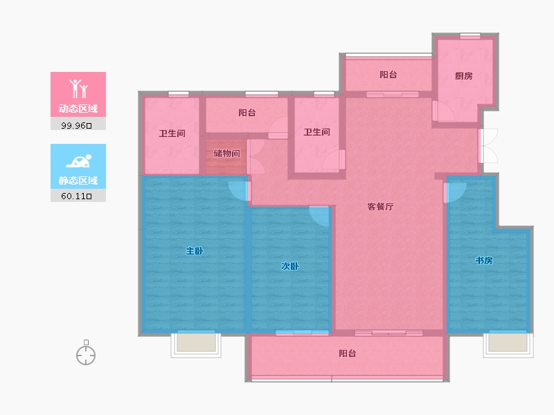 陕西省-西安市-西港兰池郡-143.67-户型库-动静分区