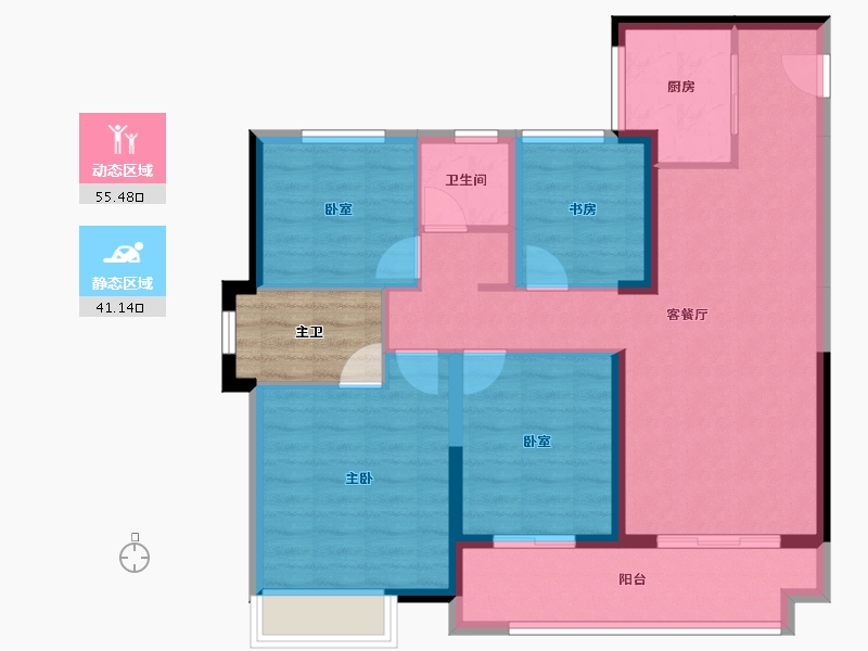 湖南省-长沙市-星都汇-90.79-户型库-动静分区