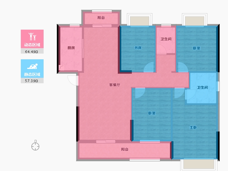 湖北省-武汉市-宝业星毓府-109.70-户型库-动静分区