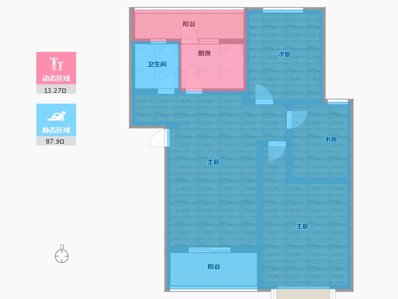 陕西省-西安市-名仕华庭-89.30-户型库-动静分区