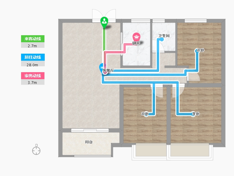 陕西省-西安市-西港碧水湾-76.06-户型库-动静线