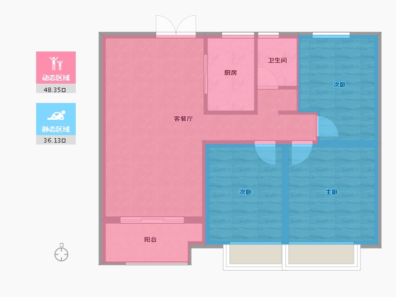 陕西省-西安市-西港碧水湾-76.06-户型库-动静分区