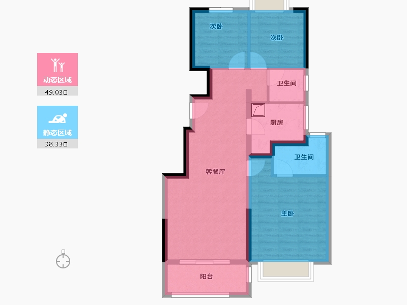 江苏省-无锡市-栖霞天樾府-77.54-户型库-动静分区