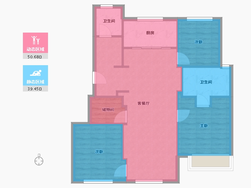 辽宁省-大连市-万科翡翠都会-90.01-户型库-动静分区