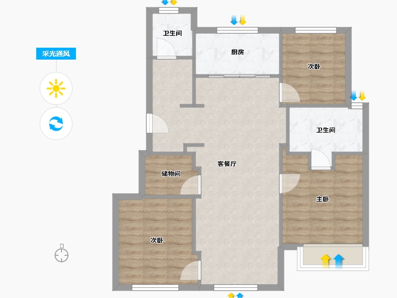 辽宁省-大连市-万科翡翠都会-90.01-户型库-采光通风