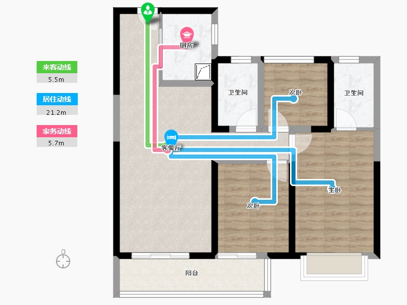 湖南省-长沙市-中信城开·东宸上品-81.83-户型库-动静线