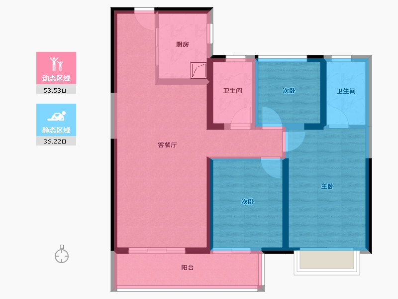 湖南省-长沙市-中信城开·东宸上品-81.83-户型库-动静分区