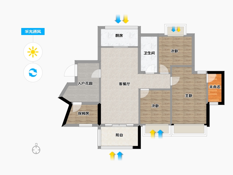 广东省-佛山市-东湖洲豪园-91.20-户型库-采光通风