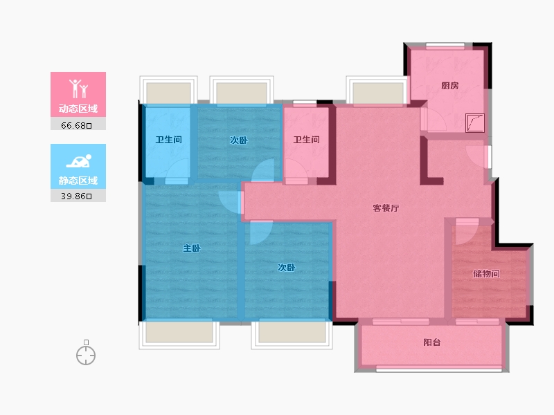 湖北省-武汉市-武汉城建·融创水韵长洲-93.90-户型库-动静分区