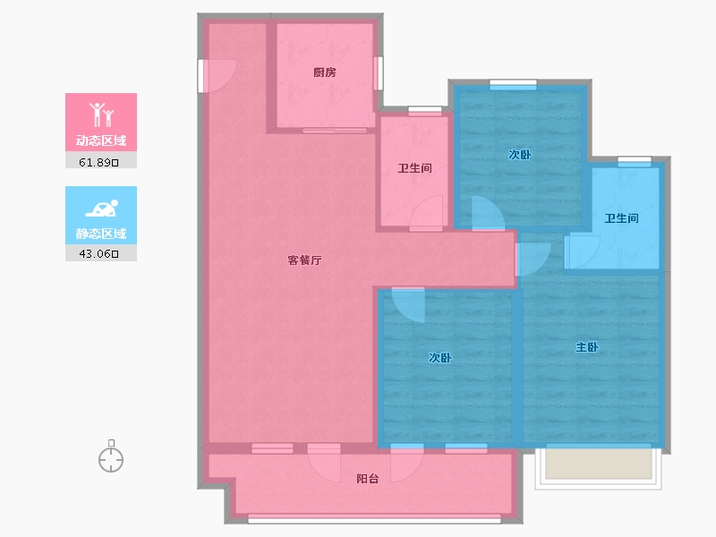 山东省-潍坊市-中梁龙玺台-93.60-户型库-动静分区