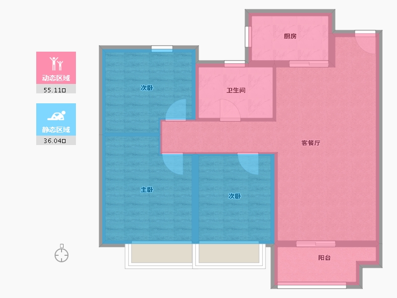 山东省-潍坊市-中梁龙玺台-81.59-户型库-动静分区