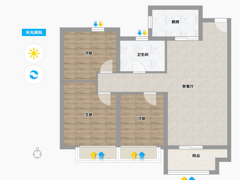 山东省-潍坊市-中梁龙玺台-81.59-户型库-采光通风