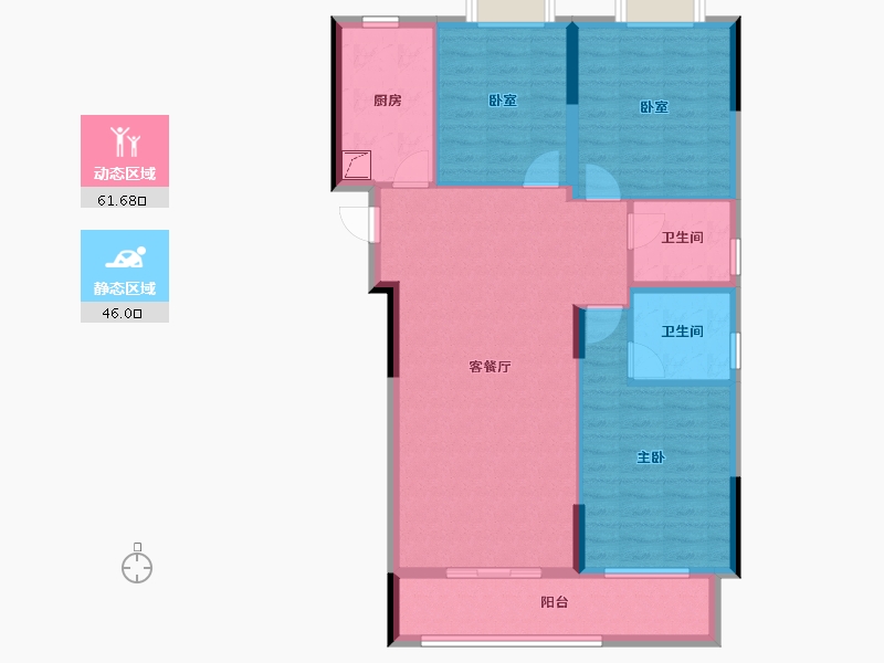 湖北省-武汉市-宝业星毓府-96.98-户型库-动静分区