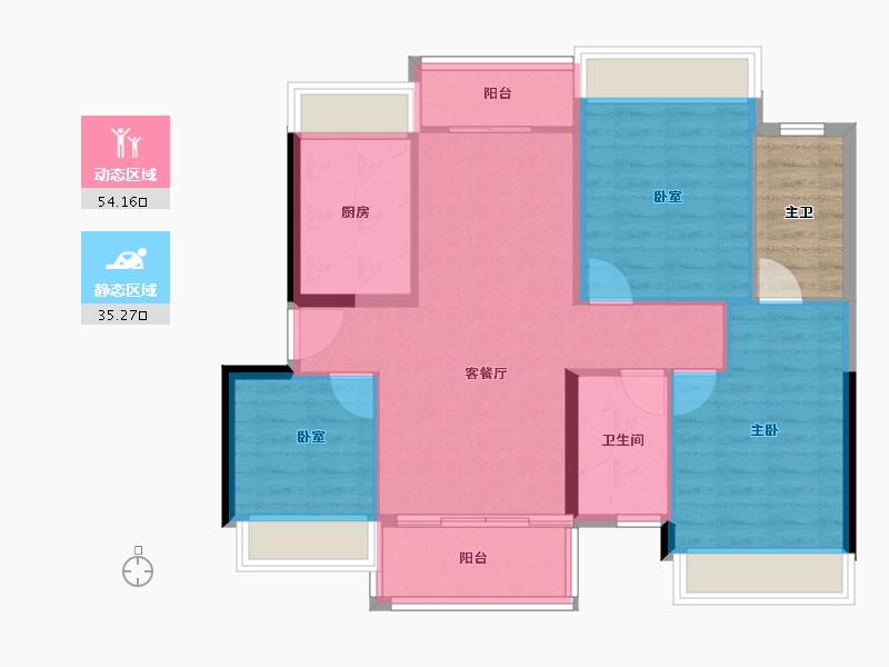 广东省-佛山市-华福珑熹水岸-85.83-户型库-动静分区